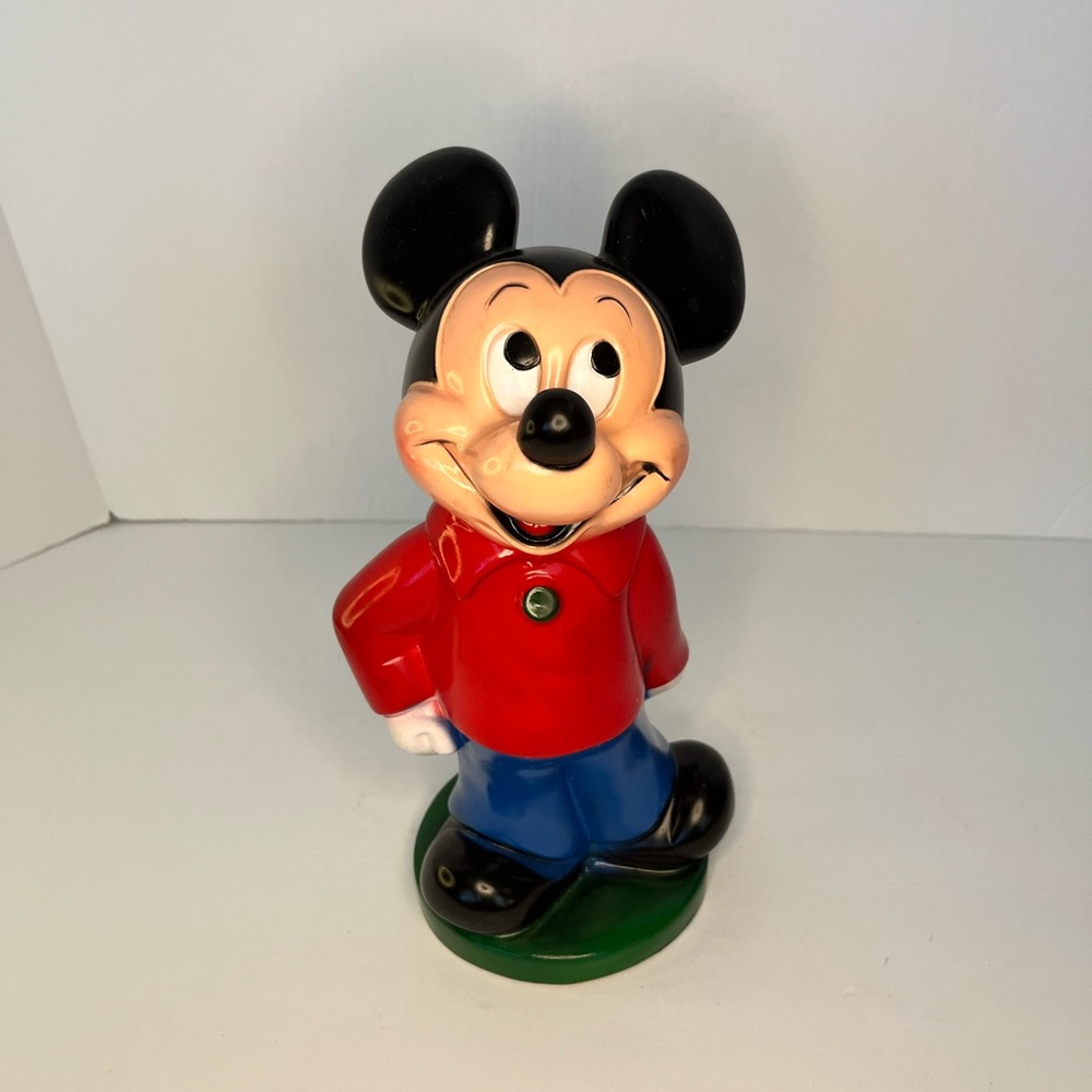 Vintage Walt Disney Mickey Mouse Coin Bank Hard Plastic Play Pal Plastics 11”